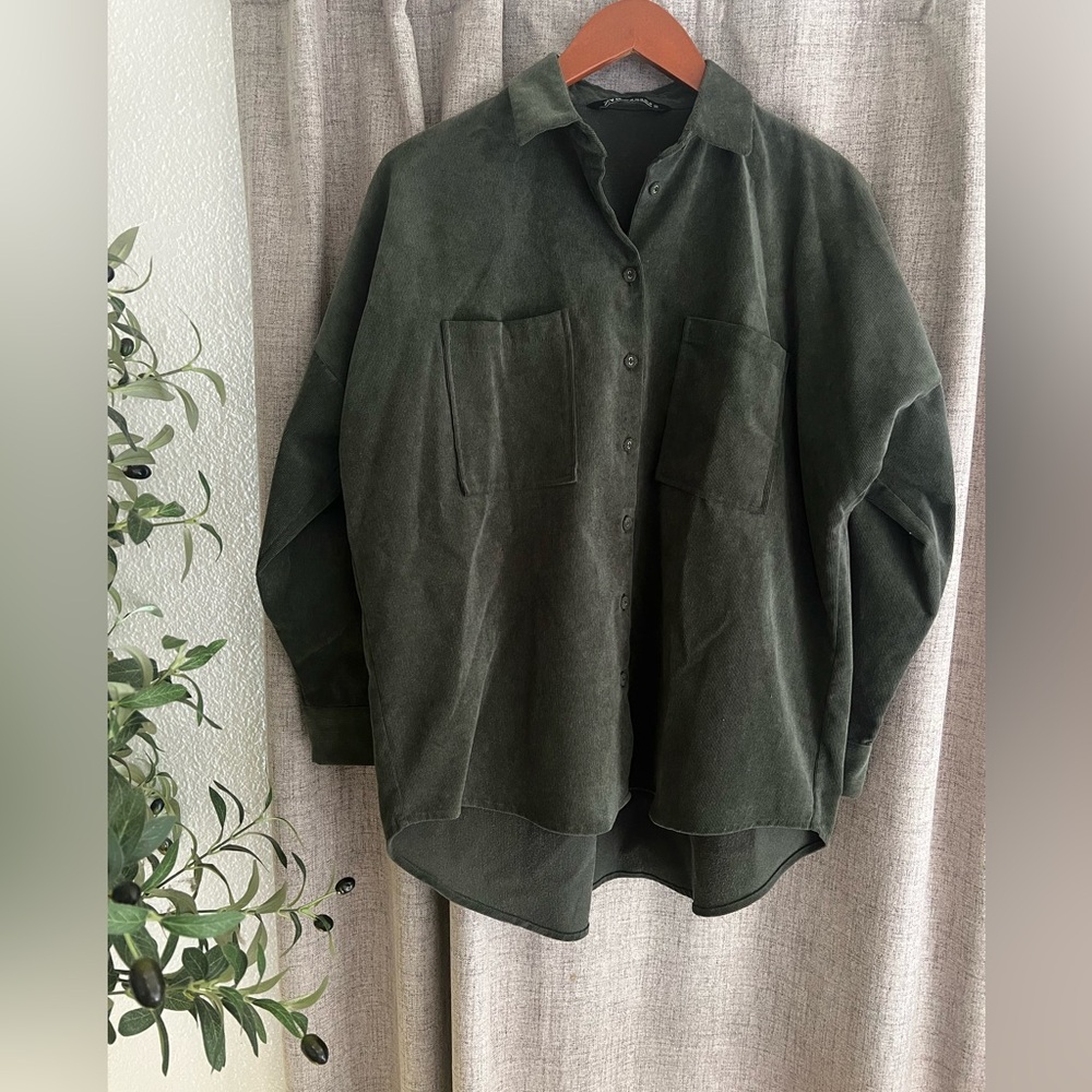 Zara Oversized Corduroy Button Down Shirt